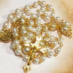 Rosary - white and gold